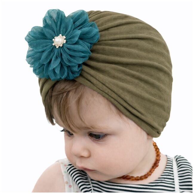 Caciulita kaki tip turban - floricica mbx-20146-1-ct1