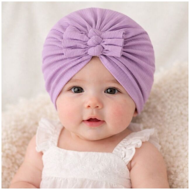 Caciulita lila tip turban cu trei fundite mbx-21021-9