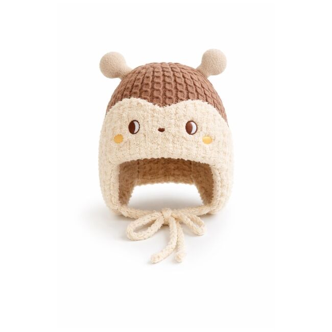Caciulita maro cu ivoire pentru bebelusi - animalut dragalas liht2023-52-3-ca4