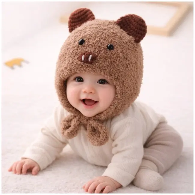 Caciulita maro pentru bebelusi - teddy mbwht105-2-sa8