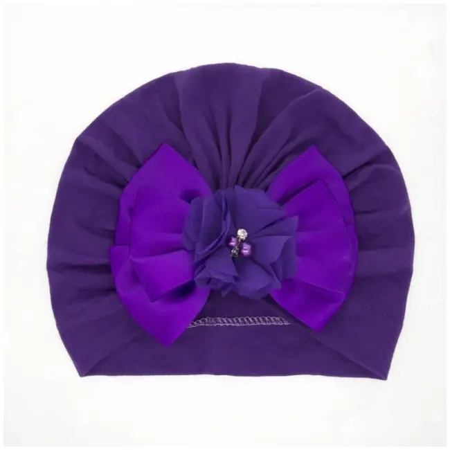 Caciulita mov tip turban cu funda din satin aplicata in fata mdmz048-5-ct5
