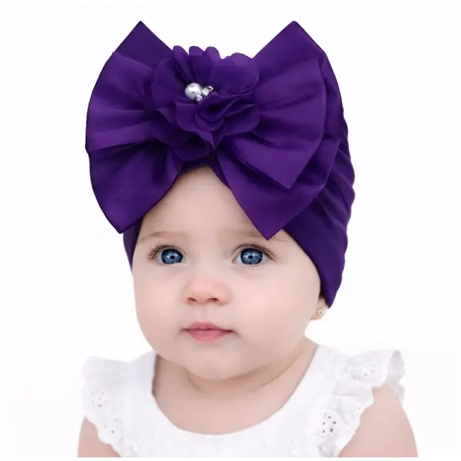 Caciulita mov tip turban cu funda din satin aplicata in fata mdmz048-5-ct5