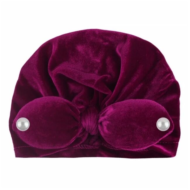 Caciulita mov tip turban din catifea cu perlute mdx-19088-4