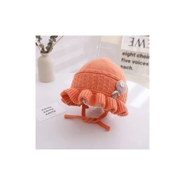 Caciulita portocalie dublata tip boneta adoctsc16-2-sa8