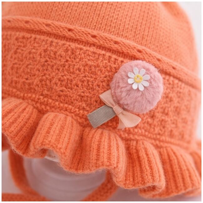 Caciulita portocalie dublata tip boneta adoctsc16-2-sa8