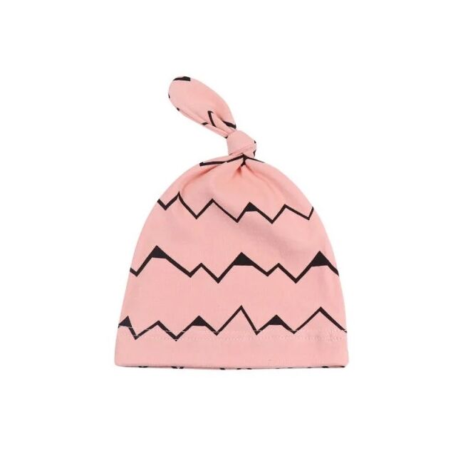 Caciulita roz cu imprimeu tip fes piticot pentru bebelusi addta253-3-c1