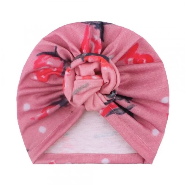 Caciulita roz tip turban cu imprimeu viu colorat mbx-20151-3