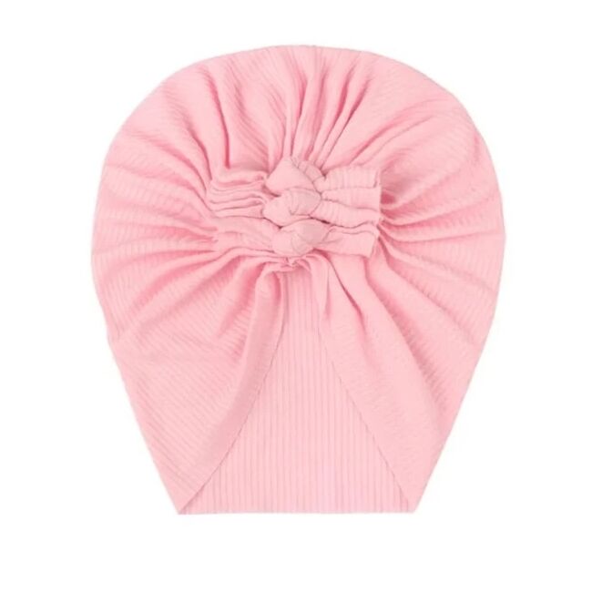 Caciulita roz tip turban cu trei fundite mbx-21021-2