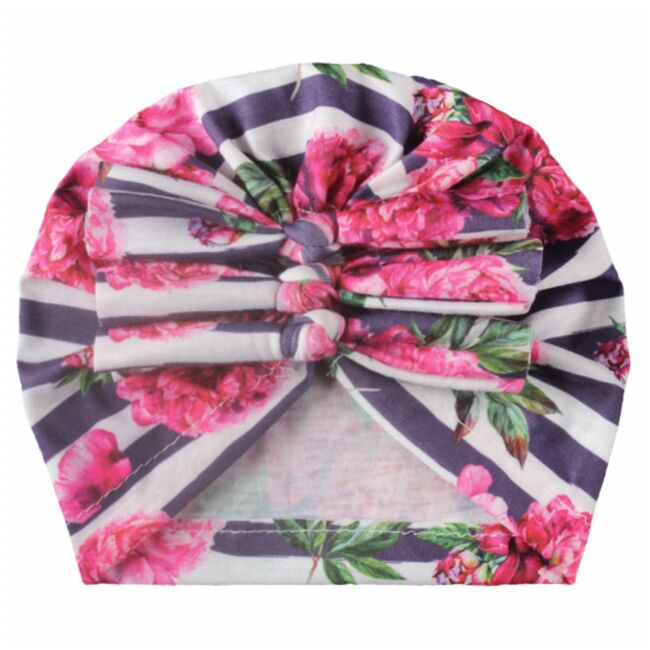 Caciulita tip turban inflorata cu fundite in fata mbx-20021-1-ct2