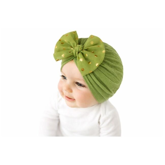 Caciulita verde tip turban cu fundita din tulle aplicata mbx-21005-5-cd
