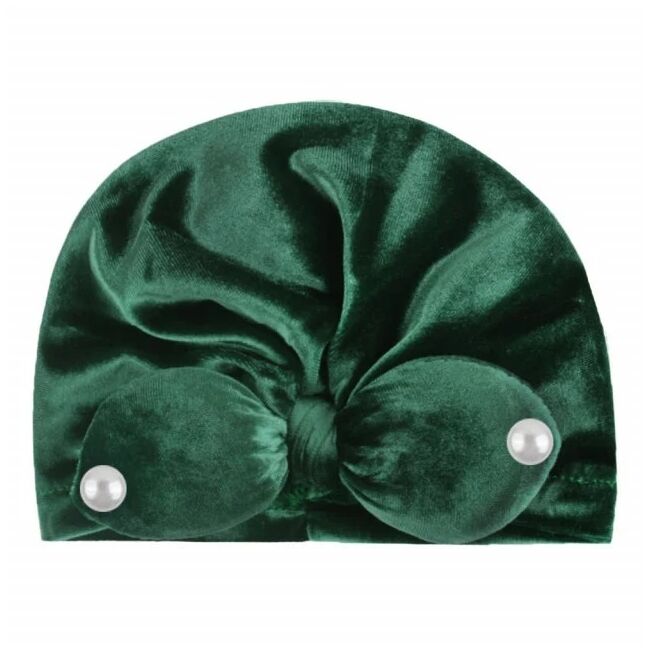 Caciulita verde tip turban din catifea cu perlute mdx-19088-2
