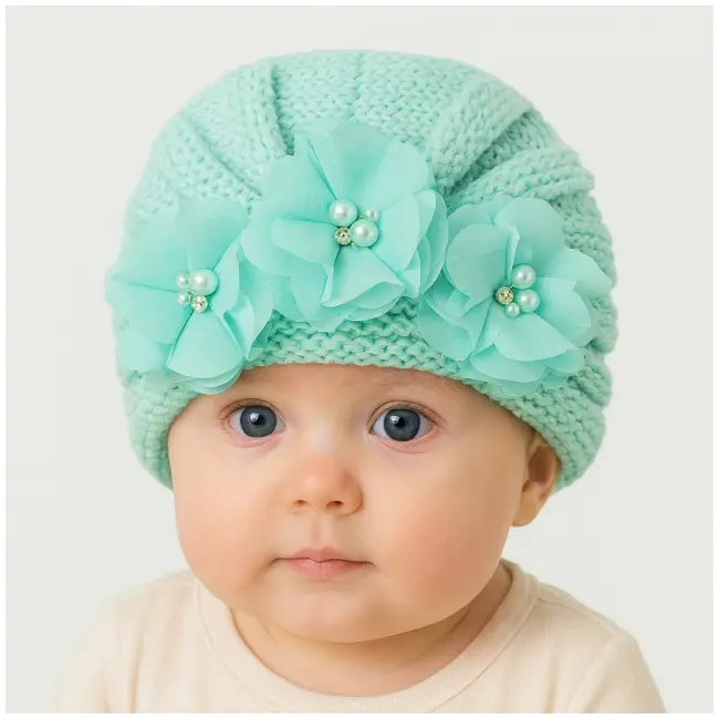 Caciulita vernil tip turban cu floricele mdx-19065-1-sa1