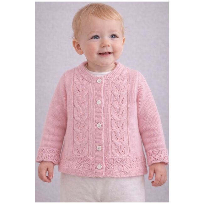 Cardigan roz tricotat modify pentru bebeluși bp3236-1