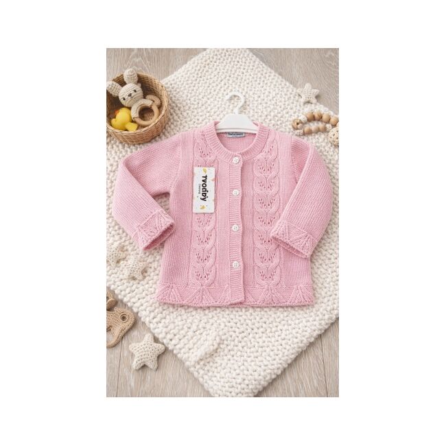 Cardigan roz tricotat modify pentru bebeluși bp3236-1