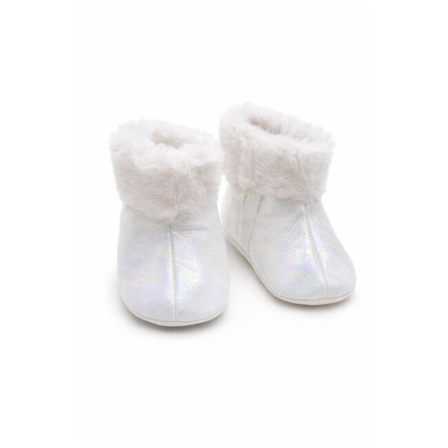 Cizmulite bebelusi albe cu blanita, interior calduros, talpa moale trpb0002