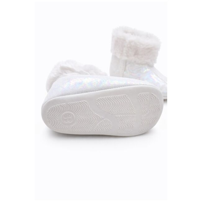Cizmulite bebelusi albe cu blanita, interior calduros, talpa moale trpb0002