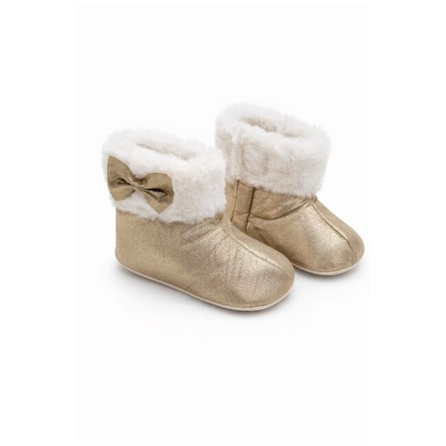 Cizmulite bebelusi aurii cu blanita, interior calduros, talpa moale trpb0003