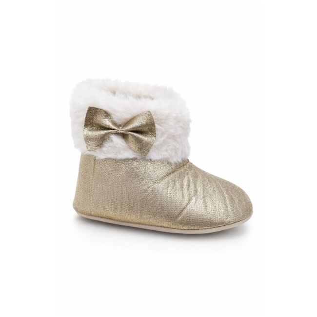 Cizmulite bebelusi aurii cu blanita, interior calduros, talpa moale trpb0003
