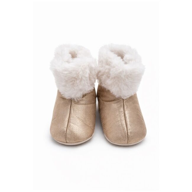 Cizmulite bebelusi aurii cu blanita, interior calduros, talpa moale trpb0003