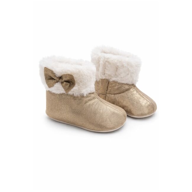 Cizmulite bebelusi maro sidefat cu blanita, interior calduros, talpa moale trpb0004