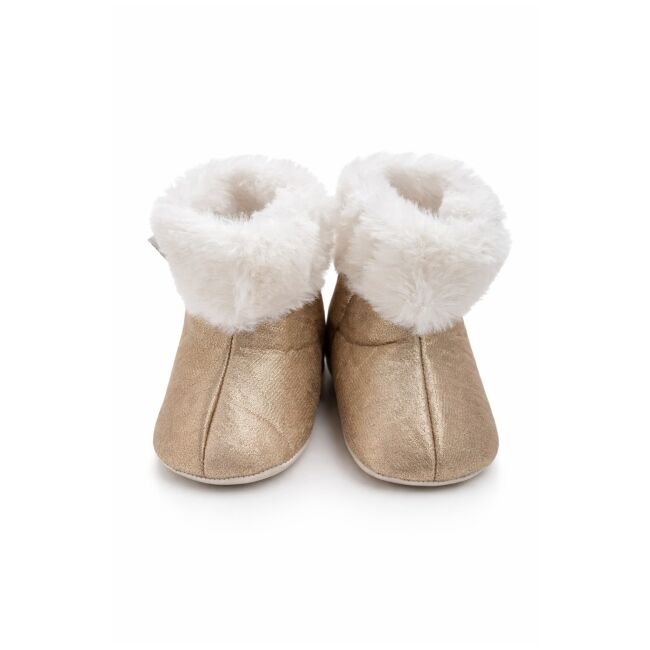 Cizmulite bebelusi maro sidefat cu blanita, interior calduros, talpa moale trpb0004