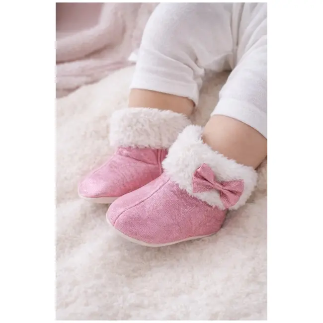 Cizmulite bebelusi roz cu blanita, interior calduros, talpa moale trpb0001