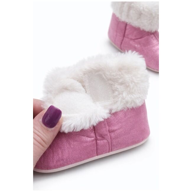 Cizmulite bebelusi roz cu blanita, interior calduros, talpa moale trpb0001