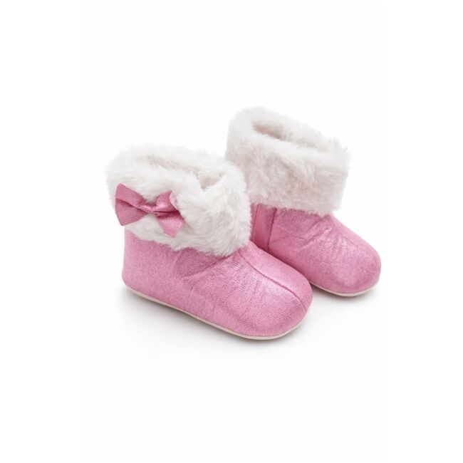 Cizmulite bebelusi roz cu blanita, interior calduros, talpa moale trpb0001