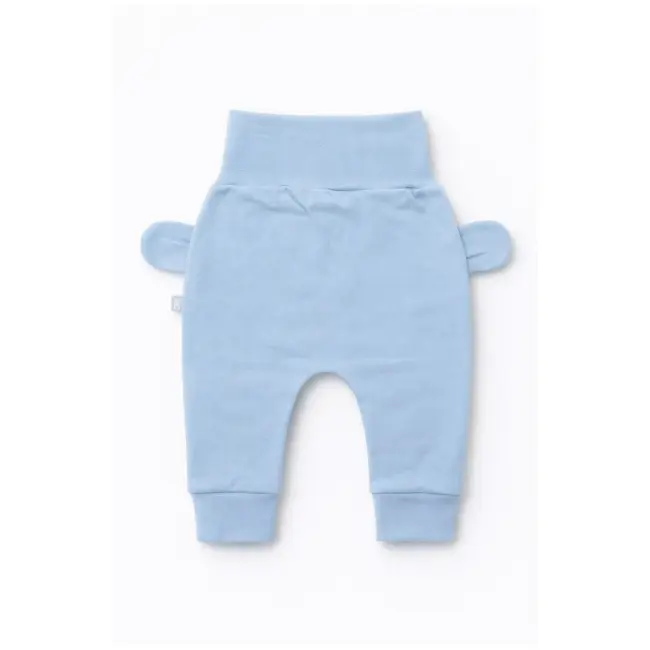Pantaloni bleu bebe cu imprimeu vesel si urechi aplicate &ndash; model confortabil din bumbac trpb0033