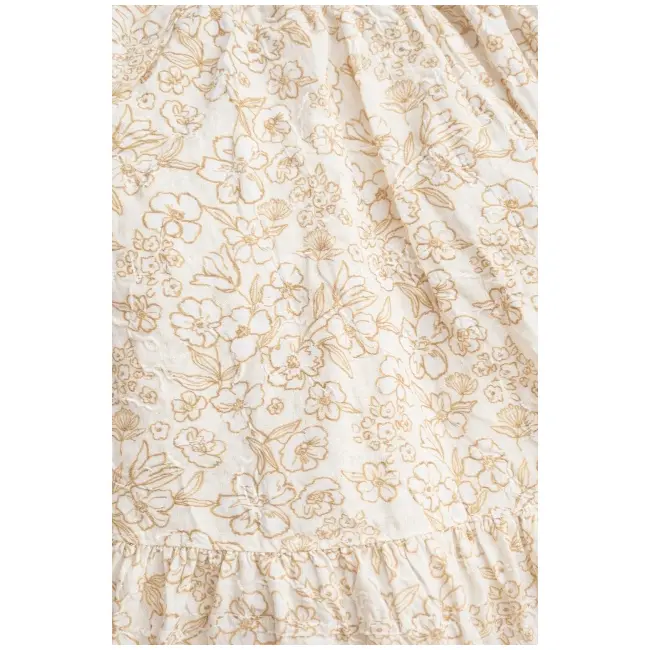 Rochita pentru bebelusi cu imprimeu floral delicat si guler rotund, crem tram0015