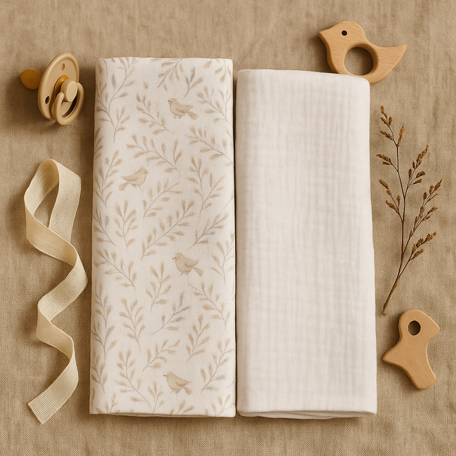 Set 2 Museline Ikano Birds Din Bumbac Muselina 100%, 70x70 Cm Pjb99826