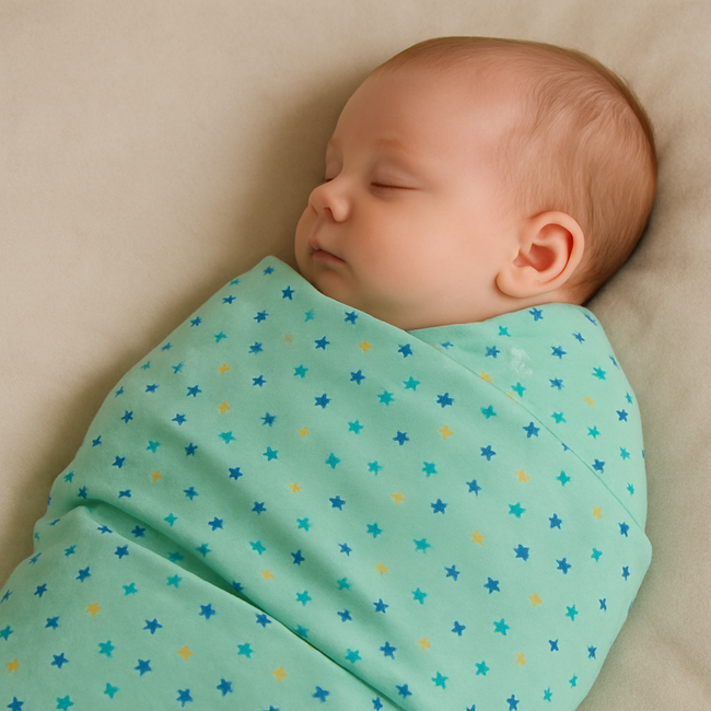 Set 2 Scutece Finet 100% Bumbac Pentru Bebelusi ,   70a 80 Cm ,   Starry Sky Mint Pjb098155668