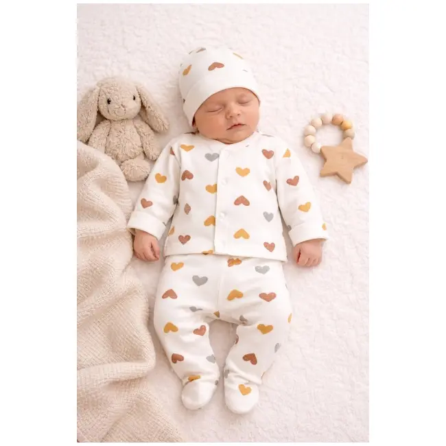 Set 3 piese zlev pentru nou-născut 0&ndash;3 luni cu inimă bka5032