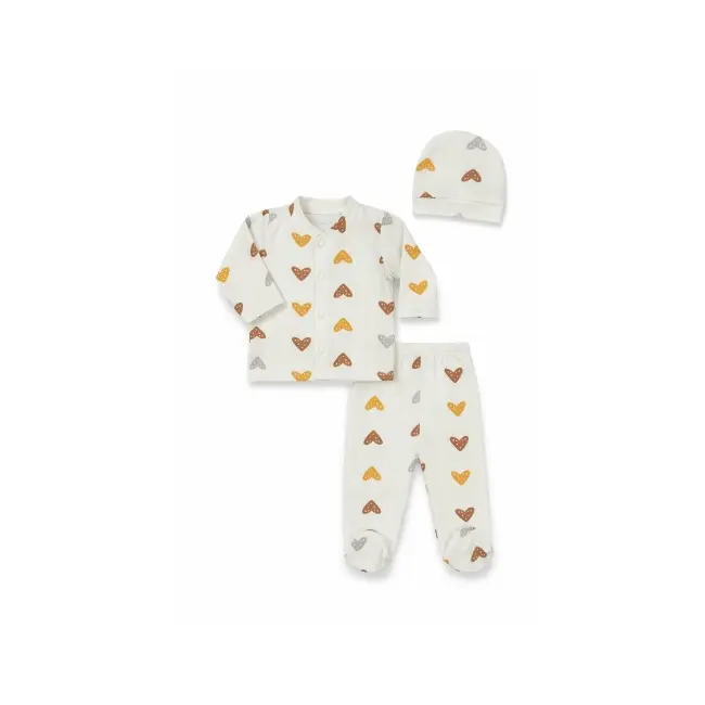 Set 3 piese zlev pentru nou-născut 0&ndash;3 luni cu inimă bka5032