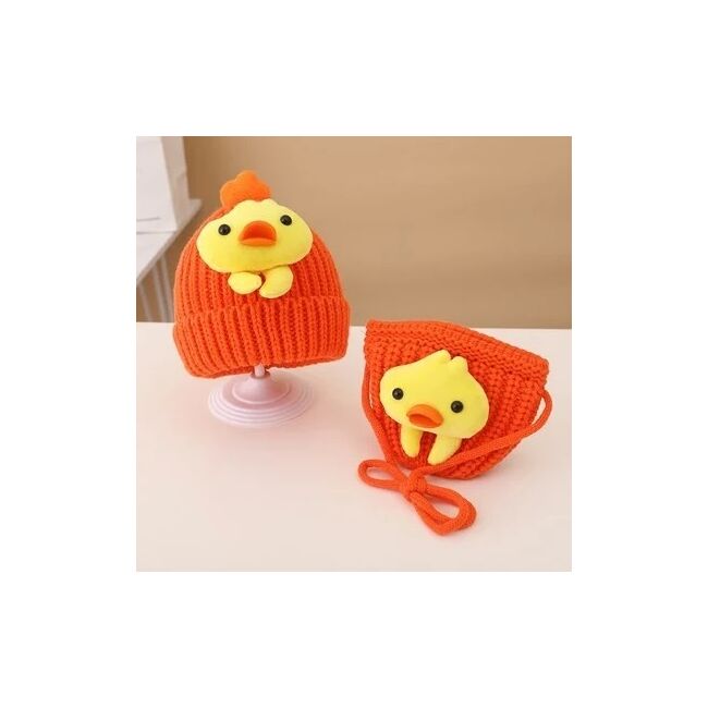 Set portocaliu caciulita si gentuta - puisor adoctsc11-5-sa4