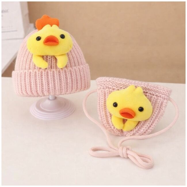 Set roz pudra caciulita si gentuta - puisor adoctsc11-6-sa4