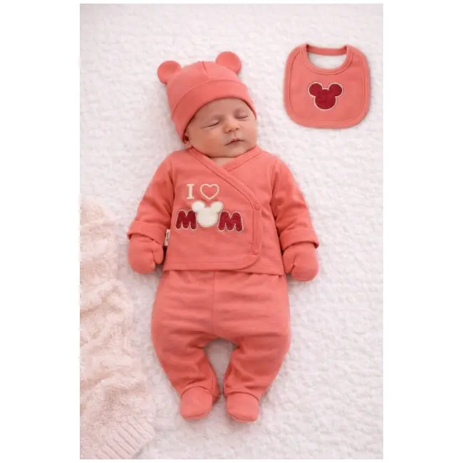 Set serde bebeluși nou-născut 0&ndash;3 luni, 5 piese cu imprimarea &bdquo;i love mom&rdquo; - corai bgk2051