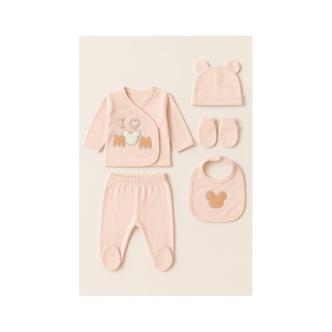 Set serde bebeluși nou-născut 0–3 luni, 5 piese cu imprimarea „i love mom” bya2051