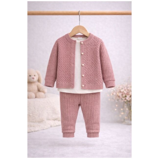 Set tricot 3 piese bigimay - roz pudrat bm1535-1