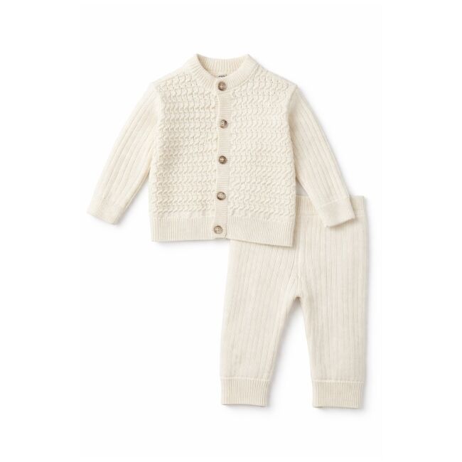 Set tricotat bebelusi 3 piese, cardigan + bluza + pantaloni trpb0007