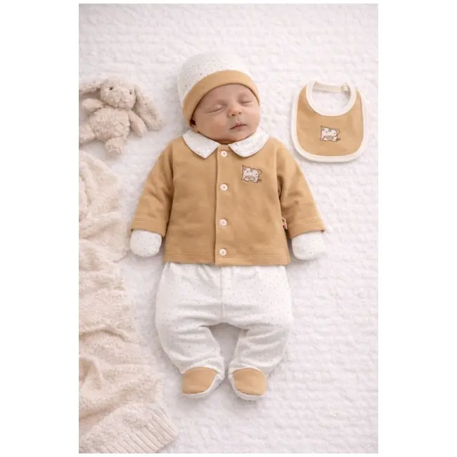 Set bymurat brodat pentru bebelusi 5 piese din bumbac bk9769