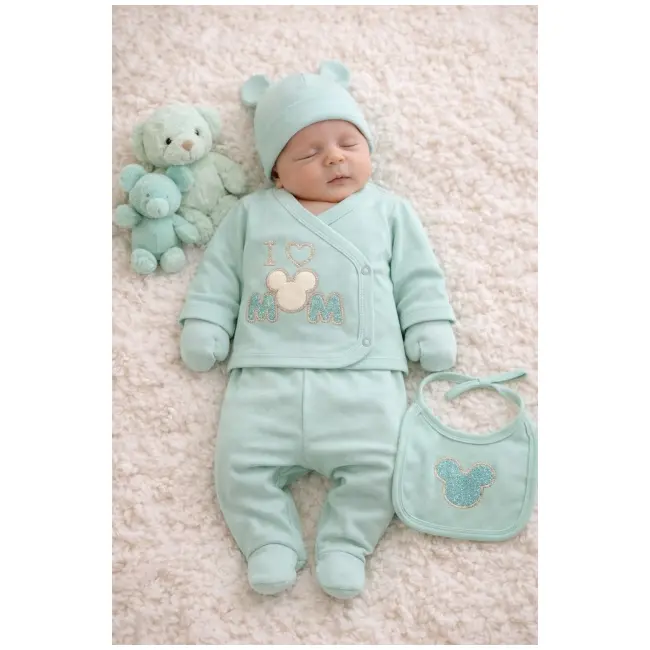 Set serde bebeluși &bdquo;i love mom&rdquo; &ndash; 5 piese din bumbac bye2051