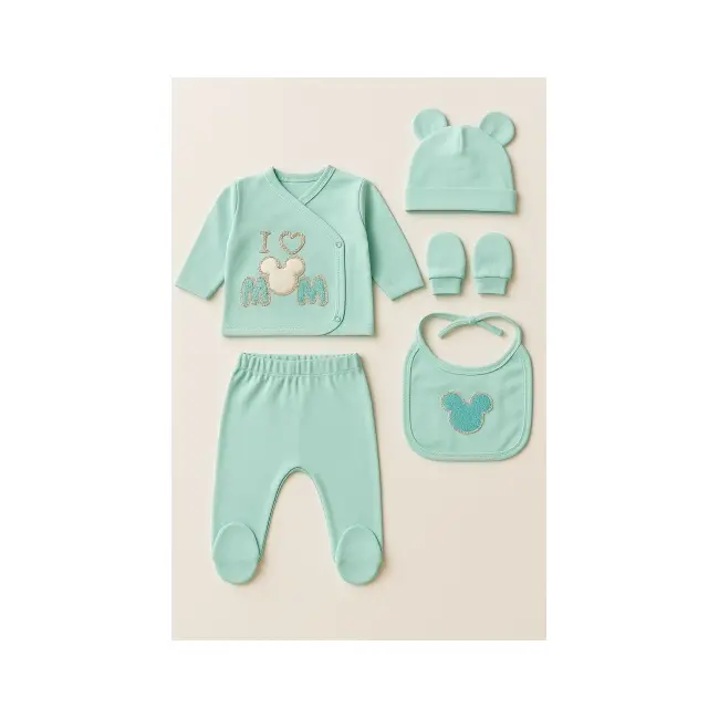 Set serde bebeluși &bdquo;i love mom&rdquo; &ndash; 5 piese din bumbac bye2051