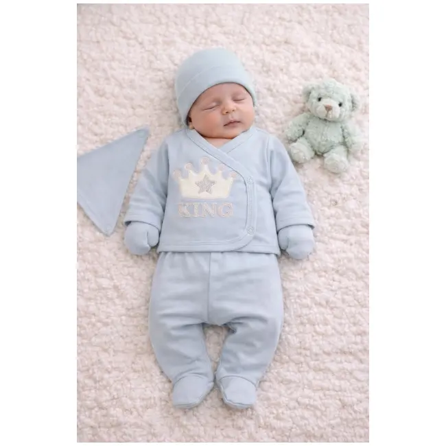 Set serde bleu baby &bdquo;king&rdquo; &ndash; 5 piese din bumbac bm2055