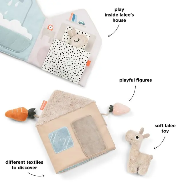 Jucarie senzoriala carticica de plus  casa lui Lalee Done by Deer Lalee Sand