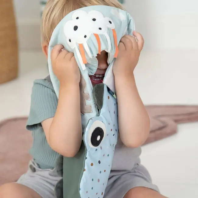 Jucarie senzoriala carticica de plus Fold-Out Done by Deer Croco Green