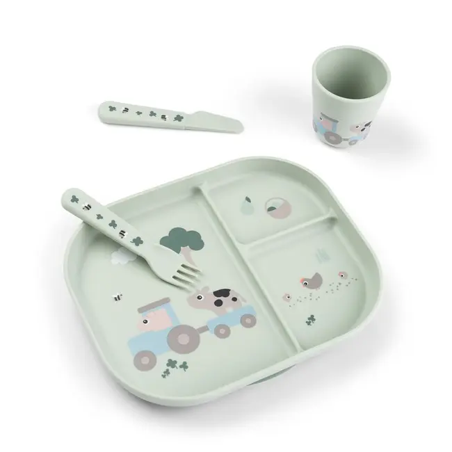 Set de masa cu ventuza Done by Deer Foodie Tiny Farm Green