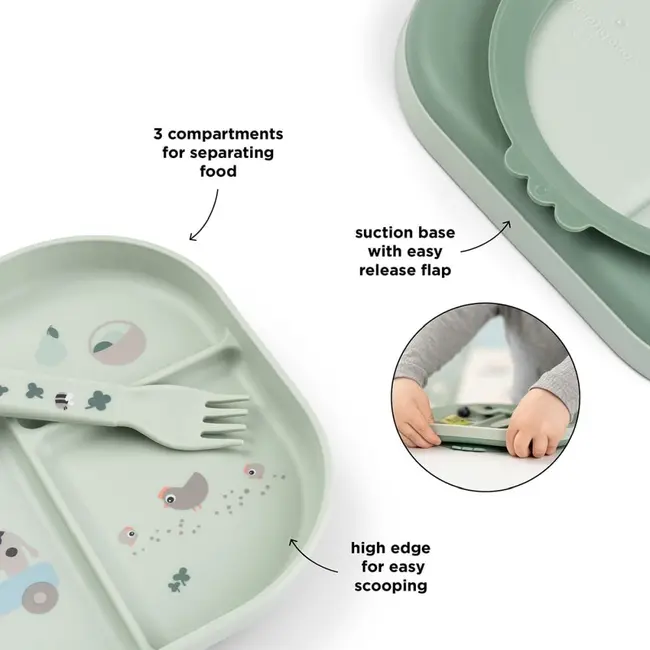 Set de masa cu ventuza Done by Deer Foodie Tiny Farm Green