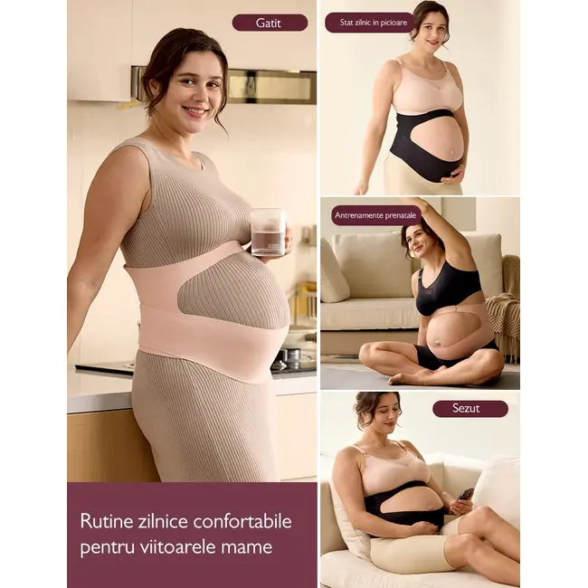 Centura gravide Momcozy pentru sustinerea greutatii abdominale Skin L