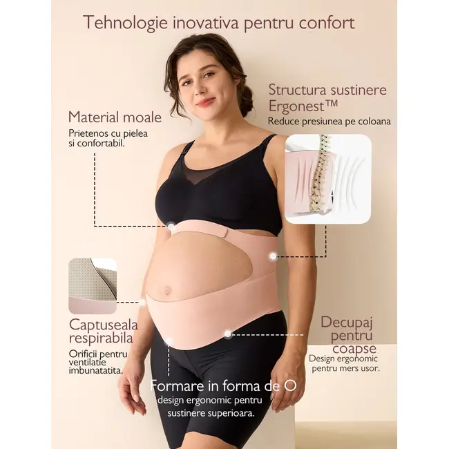 Centura gravide Momcozy pentru sustinerea greutatii abdominale Skin XL